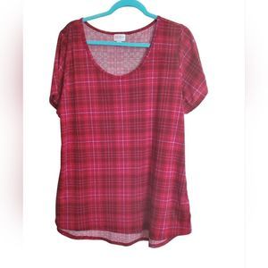 Pink Plaid 2x LuLaRoe Classic T
